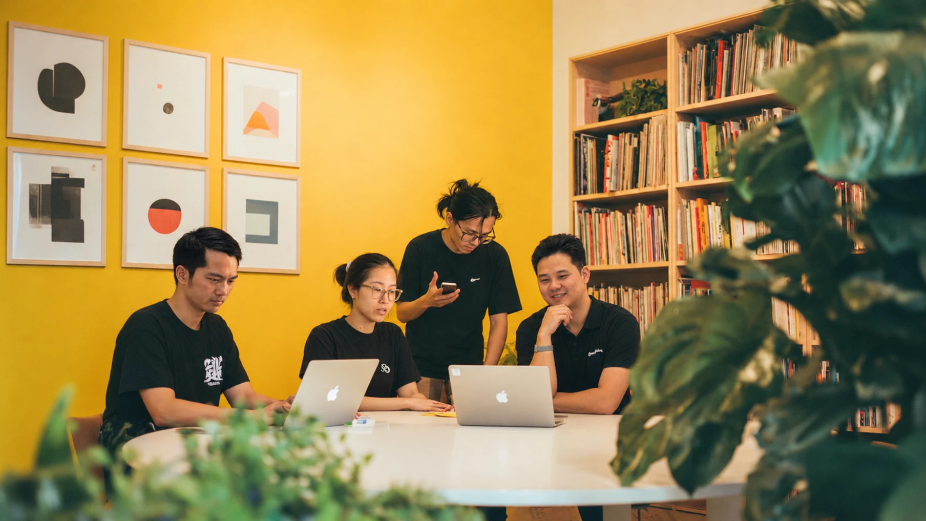 The team working through a build