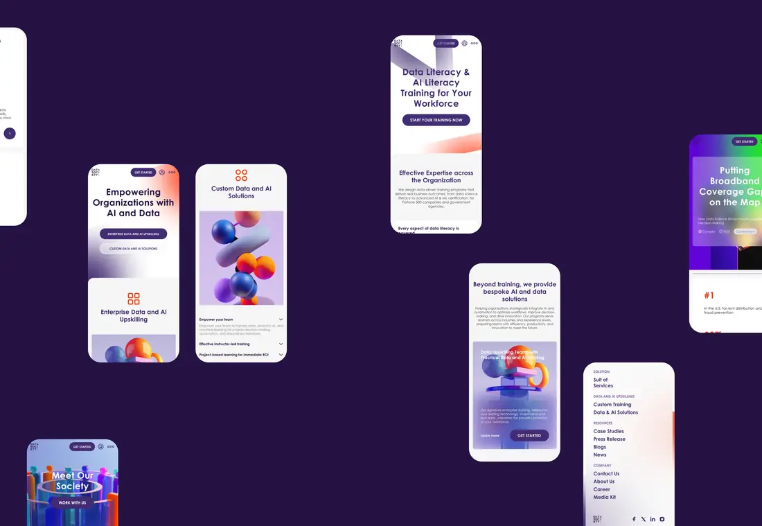 The Data Society build across phone, tablet and desktop
