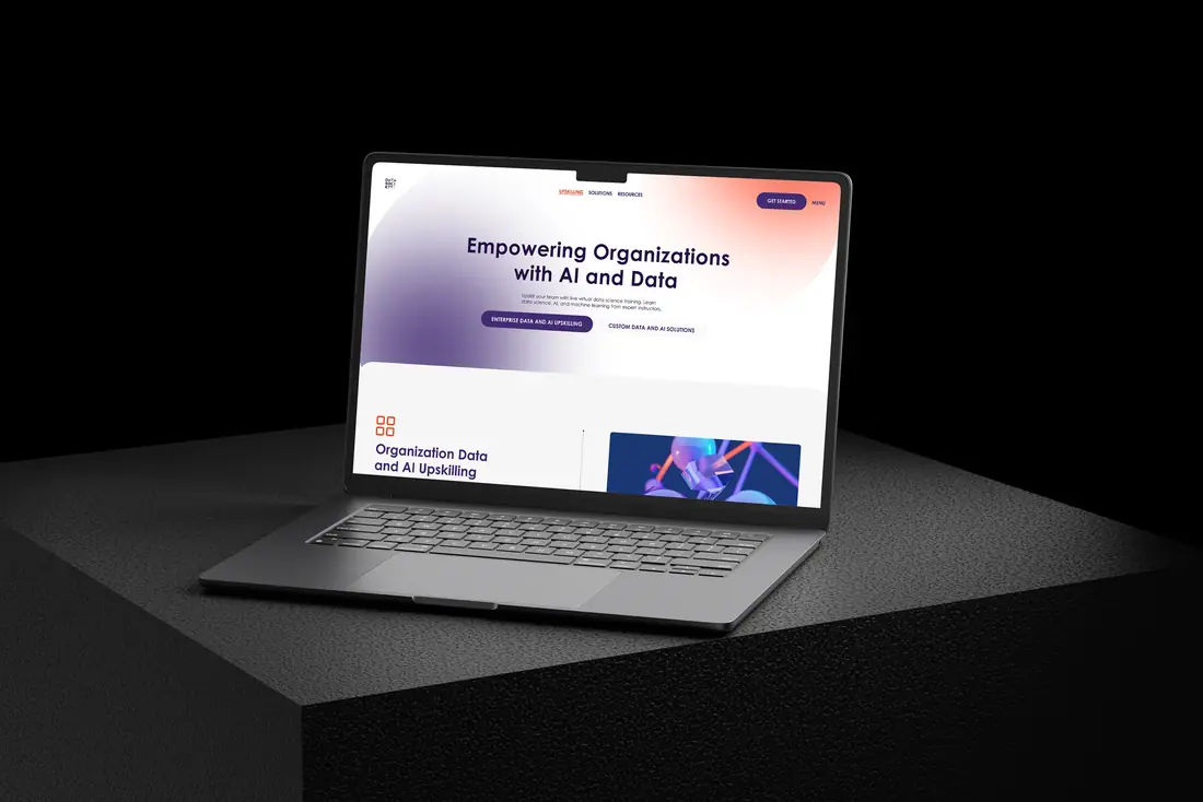 The Data Society site running on a laptop